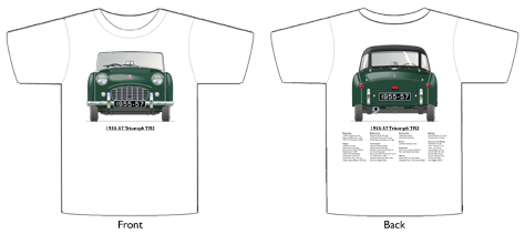 Triumph TR3 1955-57 (wire wheels) T-shirt Front & Back